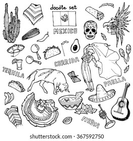 doodle set with mexican stuff