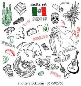 doodle set with mexican stuff