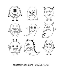 Doodle set monster. Hand drawn set of monsters.