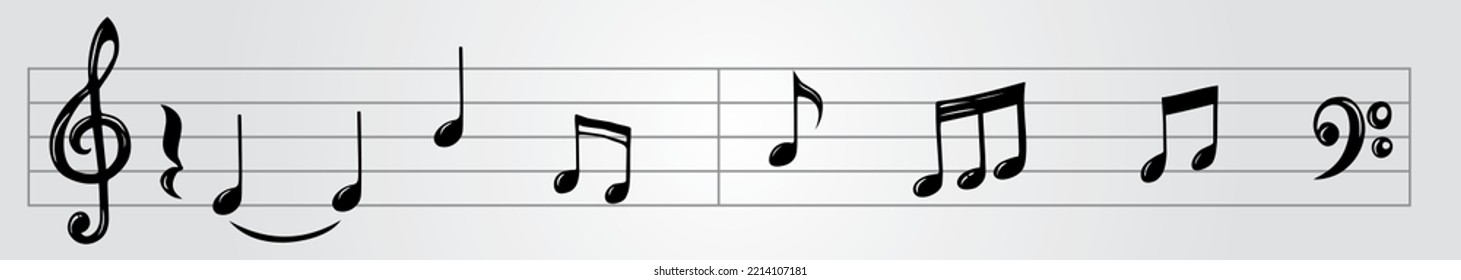 Doodle set of music notes, vector illustration