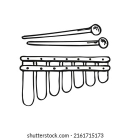 doodle set musical instruments. Vector hand drawn illustration