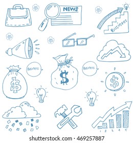 Doodle of set object business with hand draw
