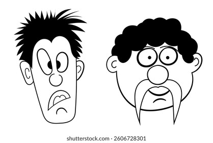 Doodle set of people faces