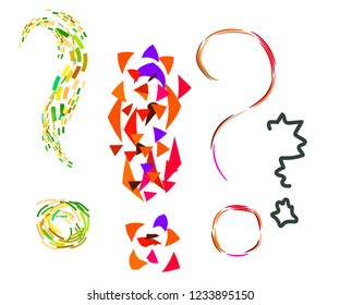  Doodle, set, question marks, exclamation mark, symbols