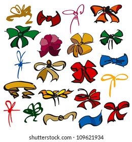 Doodle set of ribbon, illustration, vector