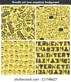 doodle set - seamless backgrounds - internet