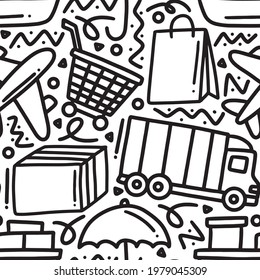 doodle set of shipping hand drawing with icons and design elements