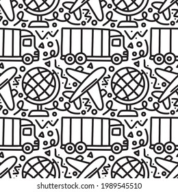 doodle set of shipping hand drawing with icons and design elements