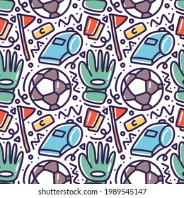 doodle set of soccer hand drawing with icons and design elements