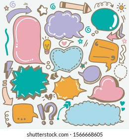 Doodle set of speech bubbles and others element hand drawn