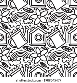 doodle set of spring time hand drawing with icons and design elements