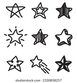 doodle set star illustration vector handrawn style