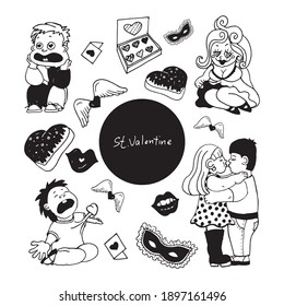 Doodle set of St.Valentine's day
