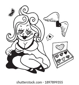 Doodle set of St.Valentines Day theme