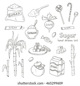 Doodle Set of  sugar products Vector illustration  for menus, recipes and packages
