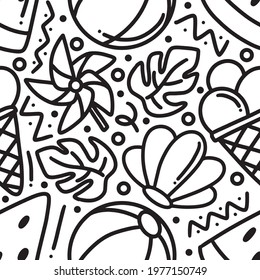 doodle set of summer holiday hand drawing with icons and design elements