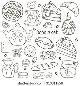 Doodle set - tea, bakery, sweets