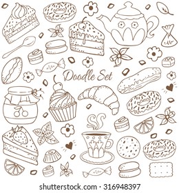 Doodle set - tea, bakery, sweets