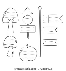 Doodle set for text, vector illustration.