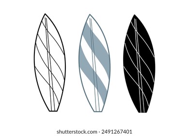 Doodle set with tree surfboards. Clip art for your projects.