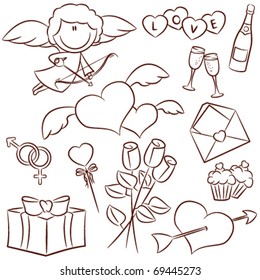 Doodle set with Valentine's Day icons