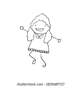 Doodle set of various people faces music girl dance