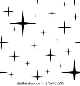 doodle set of vector stars sparkle icon seamless, Clean star icon. Glowing light effect stars and shining burst. isolated on white background