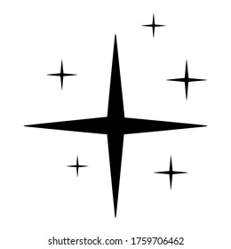 doodle set of vector stars sparkle icon, Clean star icon. Glowing light effect stars and shining burst. isolated on white background. vector illustration