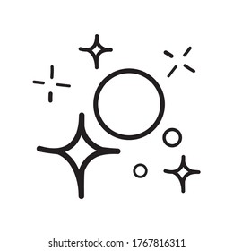 conjunto de doodle de estrellas vectoriales icono de brillo, icono de superficie limpia. Estrellas de efecto luminoso brillante y ráfagas brillantes. aislado de fondo blanco. ilustración vectorial