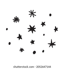 Doodle Set Of Vector Stars Sparkle Icon, Surface Icon. Glowing Light Effect Stars And Shining Burst. Isolated On White Background Vector Illustration