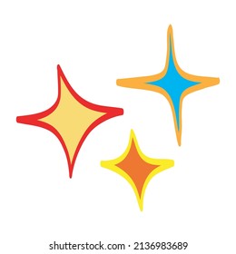 doodle set of vector stars sparkle icon, clean surface icon. Glowing light effect stars and shining burst. isolated on white background. vector illustration