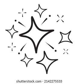 doodle set of vector stars sparkle icon, clean surface icon. Glowing light effect stars and shining burst. isolated on white background. vector illustration