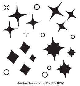doodle Satz von Vektorstern funkeln Symbol, saubere Oberfläche Symbol. Glühende Lichteffekte Sterne und glänzender Berst. einzeln auf weißem Hintergrund. Vektorgrafik