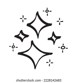 doodle Satz von Vektorstern funkeln Symbol, saubere Oberfläche Symbol. Glühende Lichteffekte Sterne und glänzender Berst. einzeln auf weißem Hintergrund. Vektorgrafik