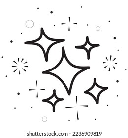 doodle set of vector stars sparkle icon, clean surface icon. Glowing light effect stars and shining burst. isolated on white background. vector illustration