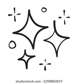 doodle set of vector stars sparkle icon, clean surface icon. Glowing light effect stars and shining burst. isolated on white background. vector illustration