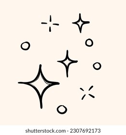 doodle set of vector stars sparkle icon, clean surface icon. Glowing light effect stars and shining burst. isolated on white background. vector illustration