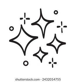 doodle set of vector stars sparkle icon, clean surface icon. Glowing light effect stars and shining burst. isolated on white background. vector illustration