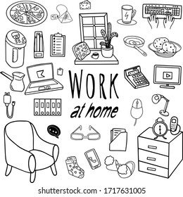 doodle set vector theme work at home
