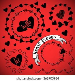 Doodle set of vintage hand-drawn elements. Heart elements can be combined with each other to get an interesting designs invitations and greeting cards.