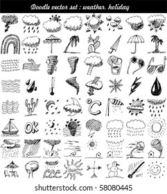 doodle set : weather element vector