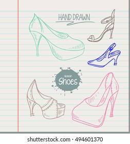 Doodle set of Women shoes.
