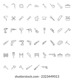 Doodle set working construction tools