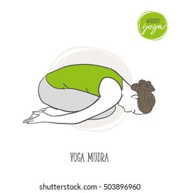 Doodle set of yoga workout, Yoga Mudra, sport exercises - hand-drawn. Vector sketch illustration isolated, colorful.