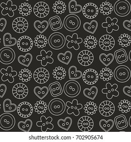 Doodle sewing buttons seamless vector pattern