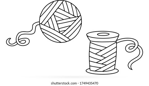 Doodle sewing icon isolated on white. Hand drawing line art. Sketch vector stock illustration. EPS 10