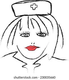 doodle sexy nurse, vector