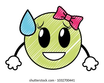 doodle shame laugh female emoji face with arms