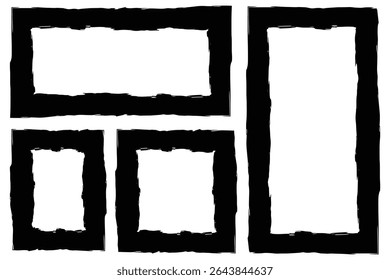 Doodle shape, rectangle frames, square shape, brush stroke border. eps 10.