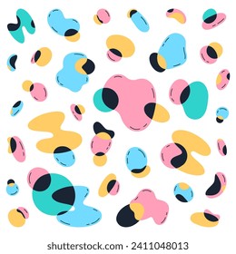 Formas de garabato. Resumen de puntos dibujados a mano, formas líquidas contemporáneas, conjunto de ilustraciones vectoriales. Elementos coloridos modernos